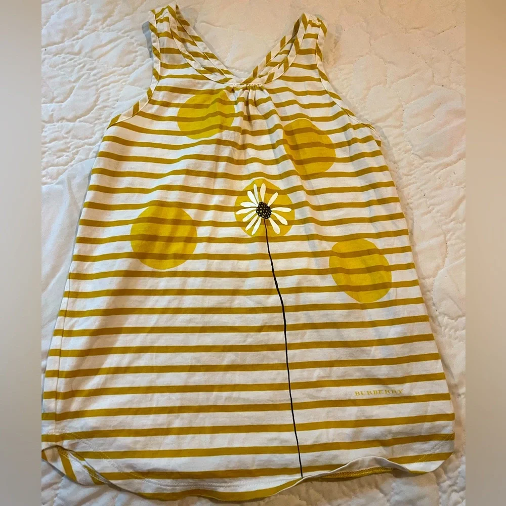Girls Burberry Yellow and White Striped Kids Tank Top